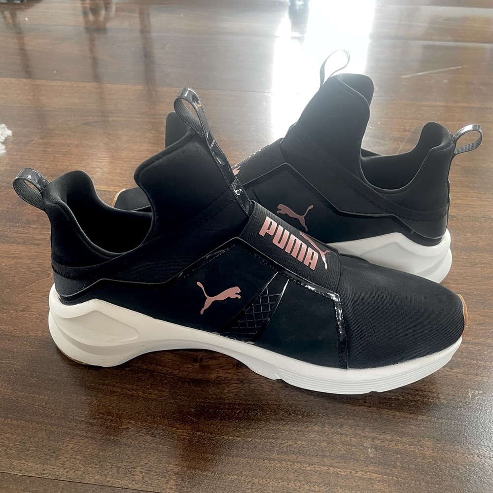 Puma High Top Sock Sneakers / Tennis Shoes - Black and Rose Gold
